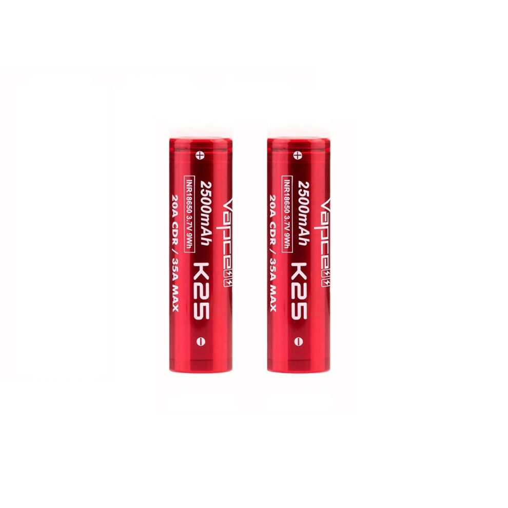 2x Vapcell K25 18650 2500mAh 20A 3.7V Battery