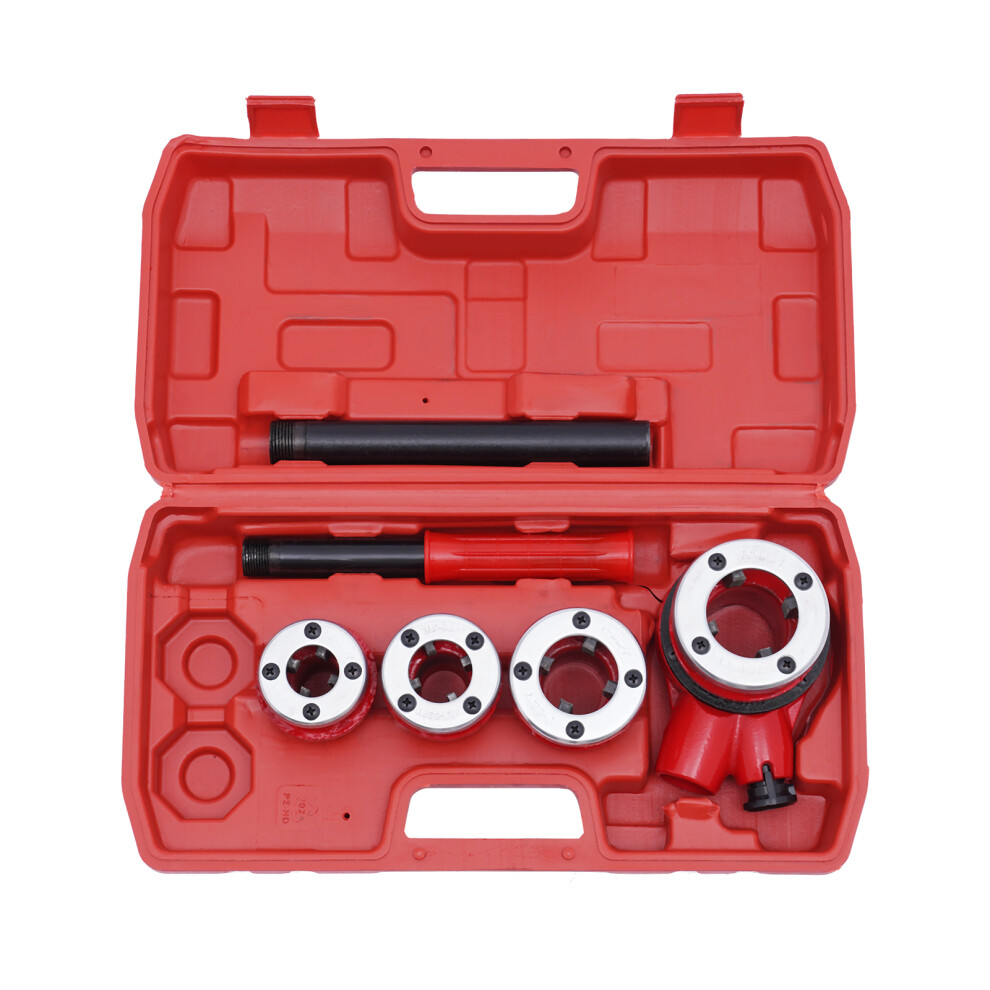 Pipe Threader Kit, W/ 4 Dies (1/2", 3/4", 1", 1-1/4") Manual Ratcheting Pipe Threading Tool Set For Galvanized Aluminum Iron Copper Pipes 9344483219971