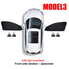 (Model 3 Front 2PCS) Nya bilsidor fordonsfönsterdelar Fönstersolskydd med sugkoppar för Tesla Model