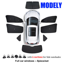 (Modell 8PCS) Nya bilsidor fordonsfönsterdelar Fönstersolskydd med sugkoppar för Tesla Model 3+ Highland