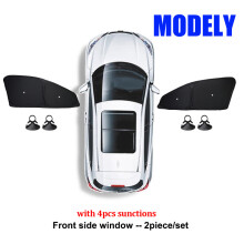 (Modell främre 2 st) Nya bilsidor fordonsfönsterdelar Fönstersolskydd med sugkoppar för Tesla Model