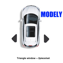 (Modell Triangulär) Nya bilsidodelar för fordonsfönster Fönstersolskydd med sugkoppar för Tesla Model