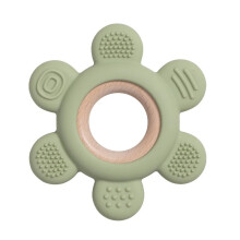 (Fleur vert olive) 1 pièce jouet de dentition en silicone pour bébé sans BPA anneau en bois pour bébé