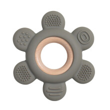 (Fleur vert sauge) 1 pièce jouet de dentition en silicone pour bébé sans BPA anneau en bois pour bébé