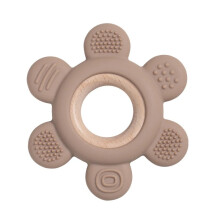 (Fleur de chameau) 1 anneau de dentition en bois et silicone pour bébé, mignon ours, jouets de dentition
