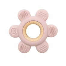 (Fleur bébé rose) 1PC Bébé Silicone Jouet de Dentition Sans BPA Nourrisson Anneau en Bois Soins de Santé