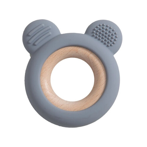 (Μπλε πέτρα αρκούδας) 1 ΤΕΜ. Ξύλινο δαχτυλίδι δοντιών από σιλικόνη