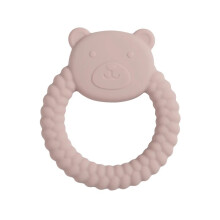 (ours bébé rose) 1 anneau de dentition en silicone de qualité alimentaire pour bébé, jouet de dessin