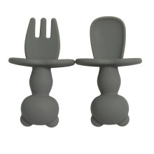 (vert sauge) Vaisselle en silicone souple de qualité alimentaire pour nourrissons, ensemble de mini