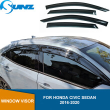 (Svart) Dörrvisir för Honda Civic Sedan 10:e 2016 2017 2018 2019 2020 Svarta fordonsfönsterdelar Fönstervisirventilsskydd