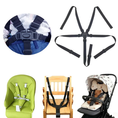 (Μαύρο) Baby Universal 5 Point Harness Ζώνες ασφαλείας για παιδικό καρότσι 2