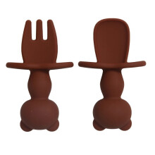 (Chocolat) Vaisselle en silicone souple de qualité alimentaire pour nourrissons, pour tout-petits, enfants,