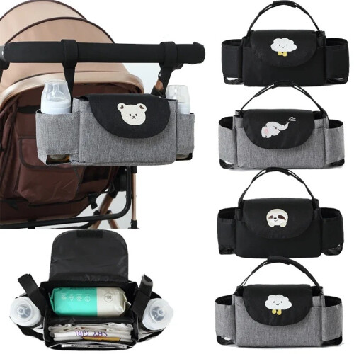 (Μαύρη αρκούδα) Τσάντα πάνας Cartoon Βρεφικό καρότσι Organizer Πάνες 2