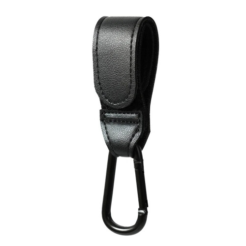 (A-1PCS Μαύρο) Γάντζος καροτσιού μωρού Fashion PU Δερμάτινο ρυθμιζόμενο