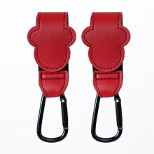 Crochets pour poussette de bébé (B-2PCS Rouge) Crochets réglables en cuir PU pour poussette, organisateur