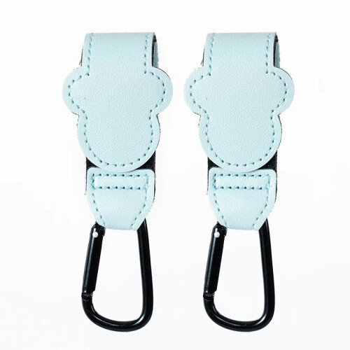 (B-2PCS Μπλε)Γάντζος καροτσιού μωρού Fashion PU Δερμάτινο ρυθμιζόμενο