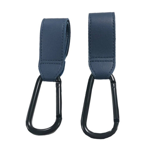 (A-2PCS Μπλε)Γάντζος καροτσιού μωρού Fashion PU Δερμάτινο ρυθμιζόμενο