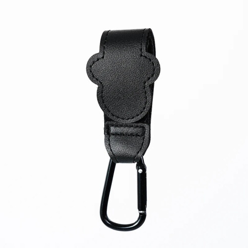 (B-1PCS Μαύρο) Γάντζος καροτσιού μωρού Fashion PU Δερμάτινο ρυθμιζόμενο