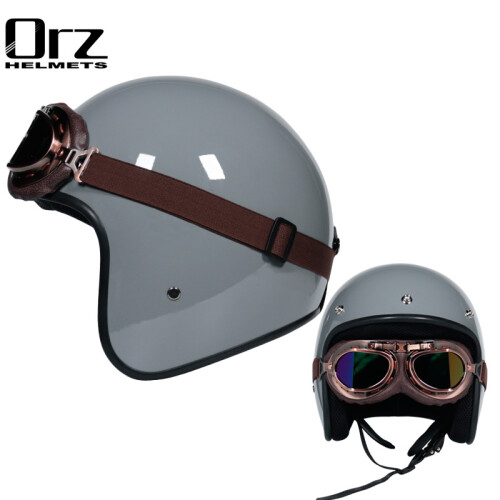 Caschi da Moto per Adulti, Stile Tedesco, Retro Aperto, per Uomo, Donna, con Visiera Parasole, Mezzo Casco Vintage 3/4 Approvato DOT/ECE per Scooter, Bici, Cruiser,I,XL
