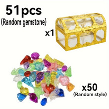 51pcs, Piratenschatzjagd Marine Life Crystal Stone Truhe der Schätze, handgefertigtes DIY -Schatzjagdspielfarbe Diamant Set