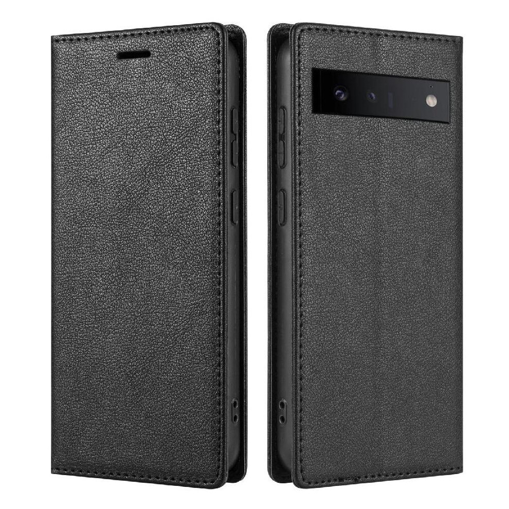 (Black) Business Style Case For Google Pixel 6A Flip Case Card Holder Magnetic Closure Shockproof Kickstand Black 764544232692