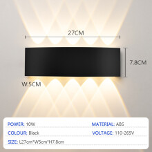 (Nero 10W, Luce Calda, 3000K) Moderne applique a LED per interni ed esterni, impermeabili