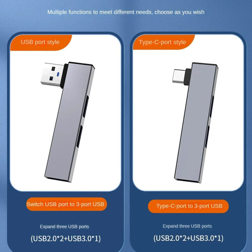 (TypeC-γκρι) 3 σε 1 USB HUB OTG USB 3.0/Type-C 3.0 To 3 USB Splitter Hub Ταχύτητα 5.0 Gbps 2