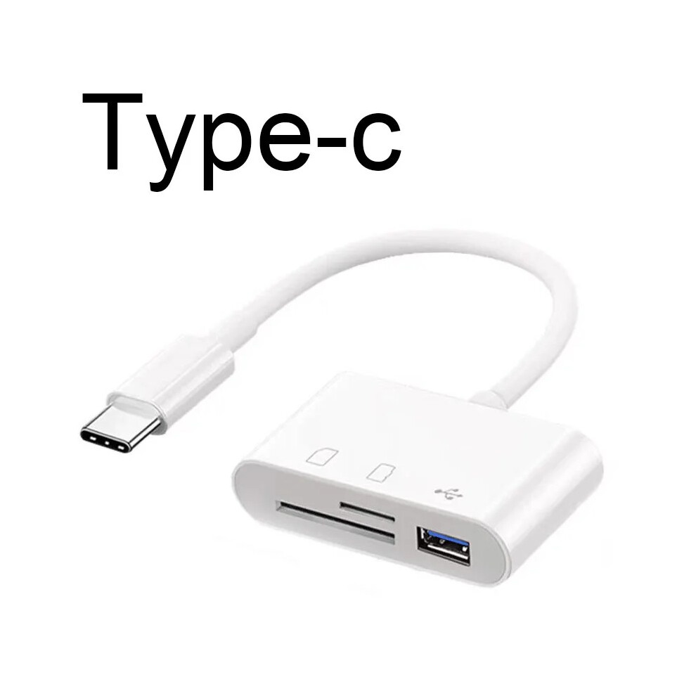 (Type C blanc) Adaptateur Type-C Lecteur de carte mémoire TF CF SD Graveur OTG Compact Flash Compatible