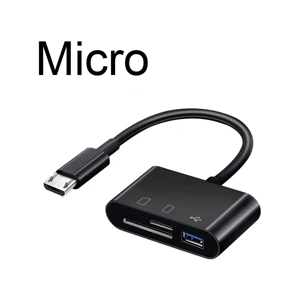 Adaptateur Type-C (micro noir) Lecteur de carte mémoire TF CF SD Graveur OTG Compact Flash Compatible