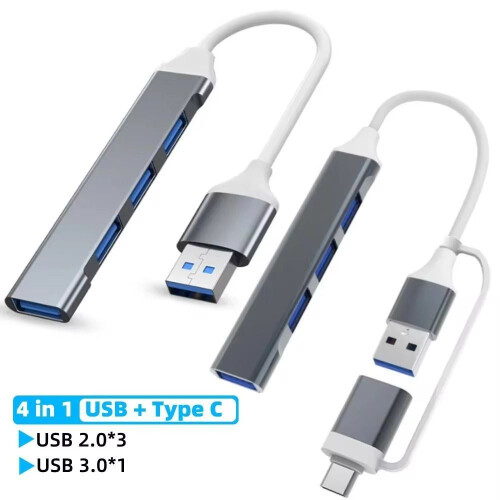 (Τύπος C-Silver) Universal 4 ΣΕ 1 USB-C HUB Κράμα αλουμινίου υψηλής ταχύτητας 1