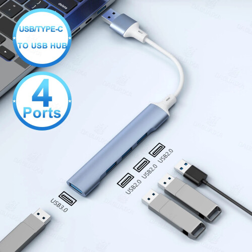 (Type-C Grey) 4 Θύρες USB 3.0 Hub USB Hub υψηλής ταχύτητας τύπου c Splitter 5Gbps 1