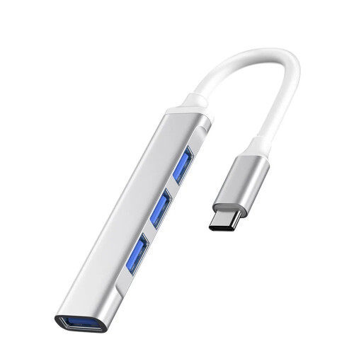 (Τύπος C-Silver) Universal 4 ΣΕ 1 USB-C HUB Κράμα αλουμινίου υψηλής ταχύτητας