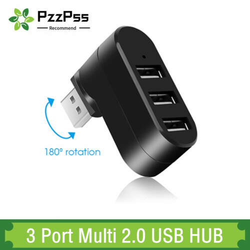 (Μαύρο) PzzPss 3 θυρών Multi 2.0 USB HUB Mini USB Hub High Speed Rotate Splitter Adapter Συμβατό 1