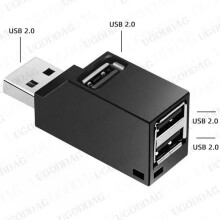 (USB 2.0 Hub Black) Adapter Extender Mini Splitter Box 3 Θύρες συμβατό με υψηλή ταχύτητα