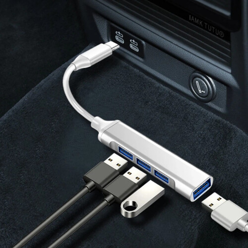 (Τύπος c Silver) 4 Θύρα USB 3.0 Hub USB Hub υψηλής ταχύτητας τύπου c Splitter 5Gbps 2