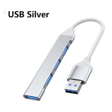 (USB Silver) 4Port USB 3.0 Hub USB Hub High Speed type c Splitter 5Gbps συμβατός υπολογιστής
