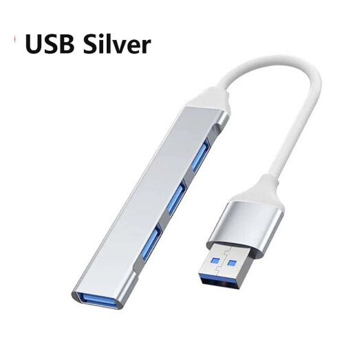 (USB Silver) 4Port USB 3.0 Hub USB Hub High Speed type c Splitter 5Gbps συμβατός υπολογιστής