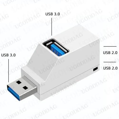 (USB 3.0 Hub White) Adapter Extender Mini Splitter Box 3 Θύρες συμβατό με υψηλή ταχύτητα