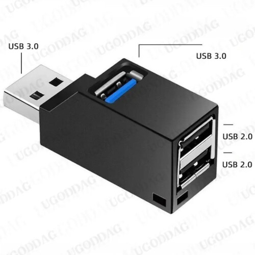 (USB 3.0 Hub Black) Adapter Extender Mini Splitter Box 3 Θύρες συμβατό με υψηλή ταχύτητα
