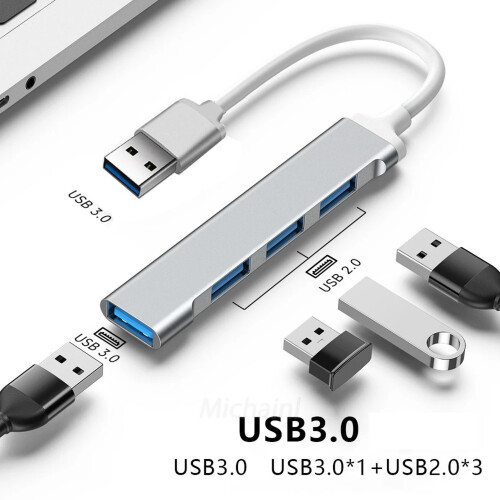 (USB 4 IN1 Grey) Διανομέας USB 8-ΣΕ-2 3.0 Σταθμός σύνδεσης διανομέα USB C 2
