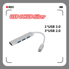 (Type-C Silver) Type C USB C HUB 3.0 High Speed 4 Port Multi Splitter Adapter Συμβατό με OTG
