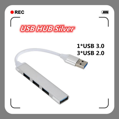 (USB Silver) Type C USB C HUB 3.0 High Speed 4 Port Multi Splitter Adapter Συμβατό με OTG