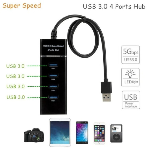 (HUB 3.0) 4 θύρες USB 3.0 HUB Splitter High Speed Multi Splitter USB Adapter Expander Καλώδιο 2