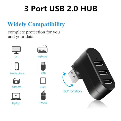 (USB 2.0 Hub) USB 2.0 Hub USB Hub 2.0 Multi USB Splitter Hub Περιστρεφόμενος 3 Port Multiple 2