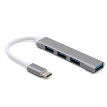(Τύπος γκρι c) 4 Θύρα USB 3.0 Hub USB Hub υψηλής ταχύτητας τύπου c Splitter