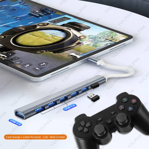 (7 Θύρες USB Grey)USB 3.0 HUB USB 2.0 HUB USB C HUB Type C HUB Multi Splitter Υψηλή ταχύτητα 2