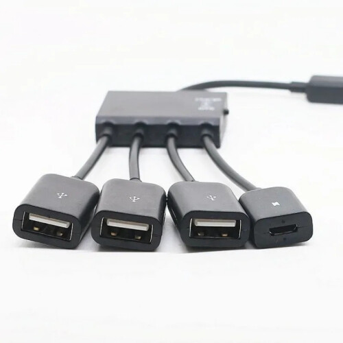 (TYPE-C) 4 θύρες Micro USB Type-c Power OTG Extender Hub Μαύρο συμβατό Tablet Android Smartphone 2