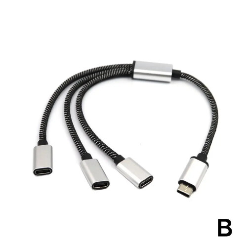 (B) USB C αρσενικό έως διπλό USB C θηλυκό διαχωριστή τύπου C Hub Powerbanks