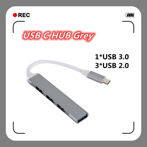 (Τύπος-C γκρι) HUB USB Τύπος C 3 0 Διαχωριστής διανομέα USB-C 4 θύρες USB3.0/2.0