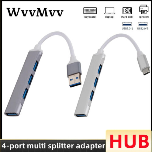 (Type-C Silver)USB HUB Type C 3 0 USB-C Hub Splitter 4 Port USB3.0/2.0 USB-C High Speed Data Transfer 1